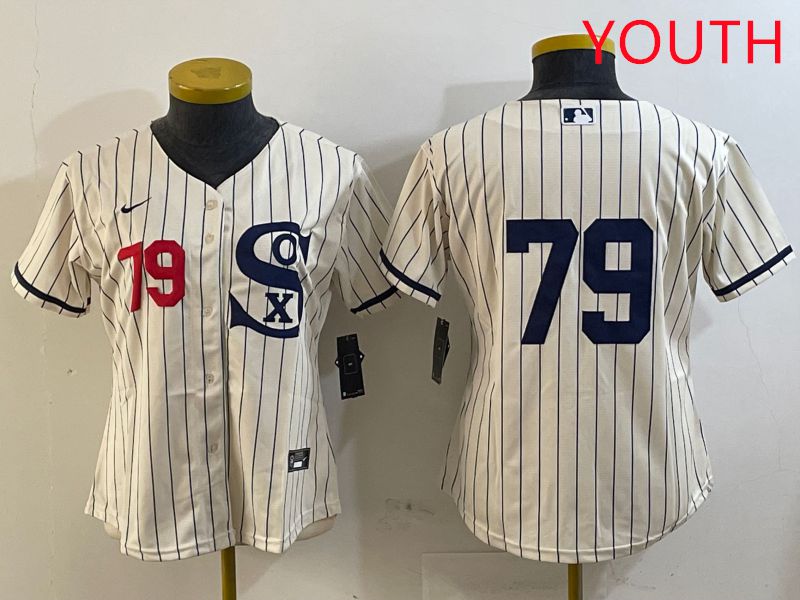 Youth Chicago White Sox #79 No Name Cream Stripe Dream Edition Game 2025 Nike MLB Jersey style 1